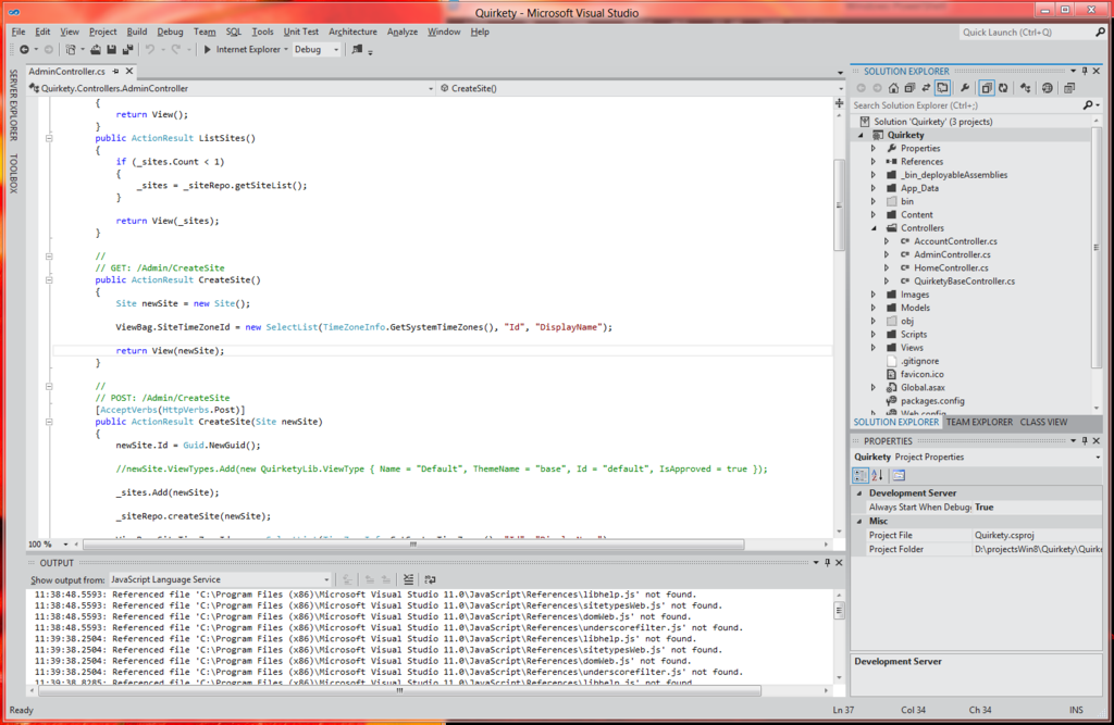 Visual Studio 11 Screen Shot